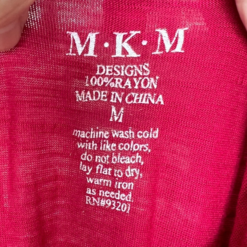 MKM Designs Women's Off Shoulder Short Sleeve Top Raspberry Rayon Size M - Picture 3 of 3